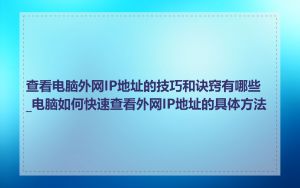 查看电脑外网IP地址的技巧和诀窍有哪些_电脑如何快速查看外网IP地址的具体方法