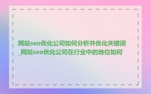 网站seo优化公司如何分析并优化关键词_网站seo优化公司在行业中的地位如何
