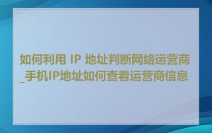 如何利用 IP 地址判断网络运营商_手机IP地址如何查看运营商信息