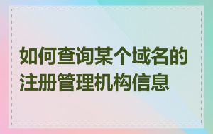 如何查询某个域名的注册管理机构信息