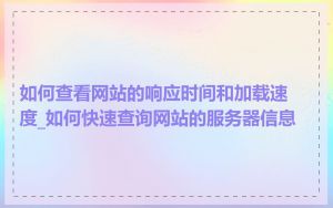 如何查看网站的响应时间和加载速度_如何快速查询网站的服务器信息