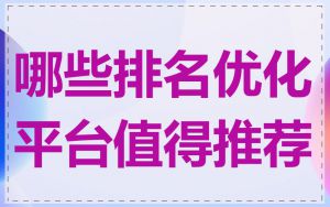 哪些排名优化平台值得推荐