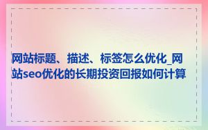 网站标题、描述、标签怎么优化_网站seo优化的长期投资回报如何计算