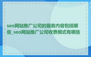 seo网站推广公司的服务内容包括哪些_seo网站推广公司收费模式有哪些