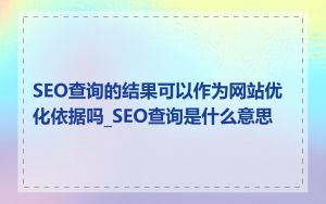 SEO查询的结果可以作为网站优化依据吗_SEO查询是什么意思