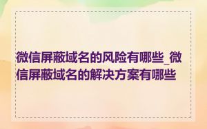 微信屏蔽域名的风险有哪些_微信屏蔽域名的解决方案有哪些