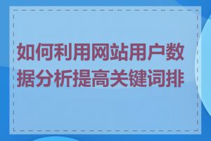 如何利用网站用户数据分析提高关键词排名