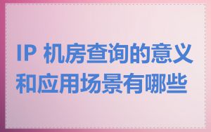 IP 机房查询的意义和应用场景有哪些