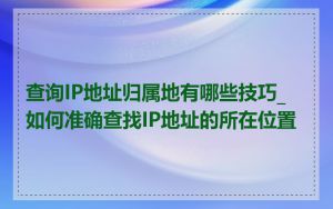查询IP地址归属地有哪些技巧_如何准确查找IP地址的所在位置