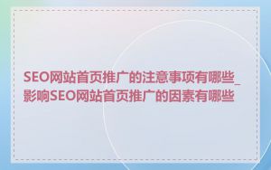 SEO网站首页推广的注意事项有哪些_影响SEO网站首页推广的因素有哪些
