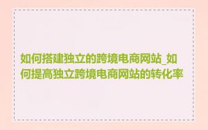 如何搭建独立的跨境电商网站_如何提高独立跨境电商网站的转化率