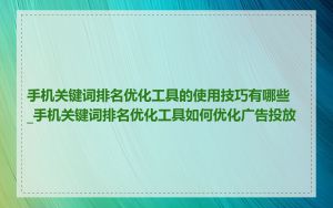 手机关键词排名优化工具的使用技巧有哪些_手机关键词排名优化工具如何优化广告投放