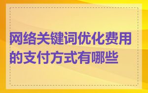 网络关键词优化费用的支付方式有哪些