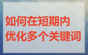 如何在短期内优化多个关键词