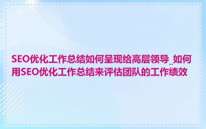 SEO优化工作总结如何呈现给高层领导_如何用SEO优化工作总结来评估团队的工作绩效
