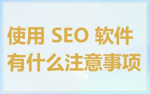 使用 SEO 软件有什么注意事项