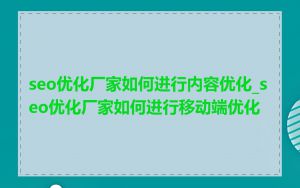 seo优化厂家如何进行内容优化_seo优化厂家如何进行移动端优化