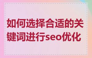 如何选择合适的关键词进行seo优化