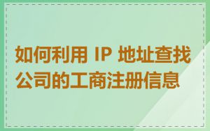 如何利用 IP 地址查找公司的工商注册信息