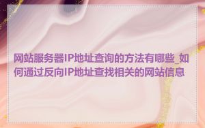 网站服务器IP地址查询的方法有哪些_如何通过反向IP地址查找相关的网站信息