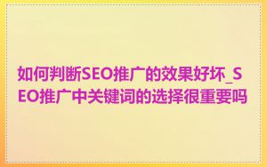 如何判断SEO推广的效果好坏_SEO推广中关键词的选择很重要吗