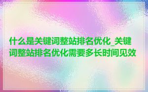 什么是关键词整站排名优化_关键词整站排名优化需要多长时间见效