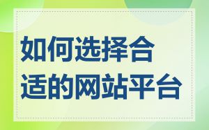 如何选择合适的网站平台
