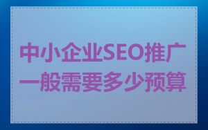 中小企业SEO推广一般需要多少预算