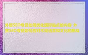 外贸SEO专员如何优化国际站点的内容_外贸SEO专员如何应对不同语言和文化的挑战