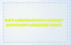 电商平台网站搭建后如何进行运营和维护_如何优化电商平台网站的搜索引擎排名