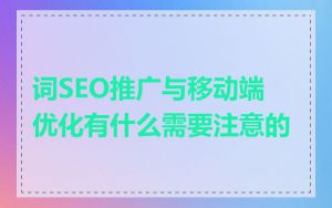 词SEO推广与移动端优化有什么需要注意的