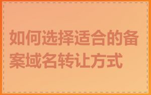 如何选择适合的备案域名转让方式