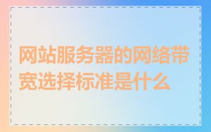 网站服务器的网络带宽选择标准是什么