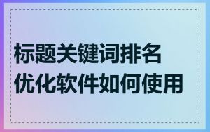 标题关键词排名优化软件如何使用