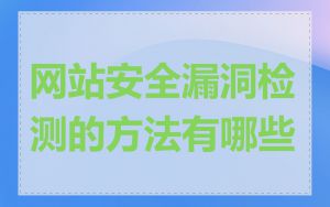 网站安全漏洞检测的方法有哪些