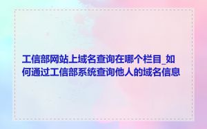 工信部网站上域名查询在哪个栏目_如何通过工信部系统查询他人的域名信息