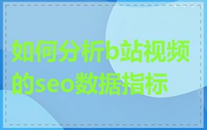 如何分析b站视频的seo数据指标