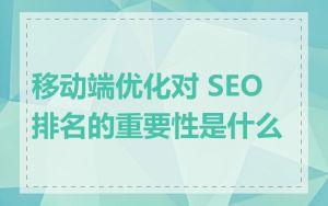 移动端优化对 SEO 排名的重要性是什么