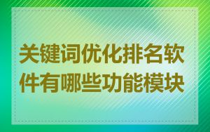 关键词优化排名软件有哪些功能模块