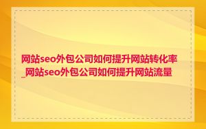 网站seo外包公司如何提升网站转化率_网站seo外包公司如何提升网站流量