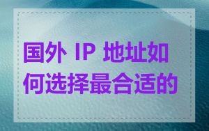 国外 IP 地址如何选择最合适的