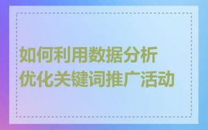 如何利用数据分析优化关键词推广活动