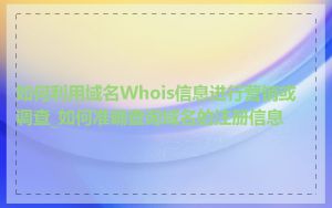 如何利用域名Whois信息进行营销或调查_如何准确查询域名的注册信息