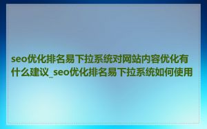 seo优化排名易下拉系统对网站内容优化有什么建议_seo优化排名易下拉系统如何使用