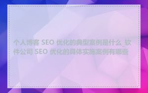 个人博客 SEO 优化的典型案例是什么_软件公司 SEO 优化的具体实施案例有哪些