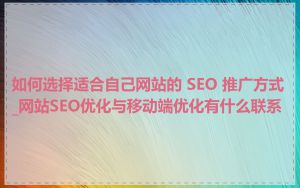 如何选择适合自己网站的 SEO 推广方式_网站SEO优化与移动端优化有什么联系