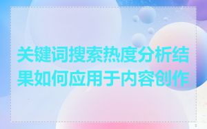 关键词搜索热度分析结果如何应用于内容创作