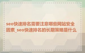 seo快速排名需要注意哪些网站安全因素_seo快速排名的长期策略是什么
