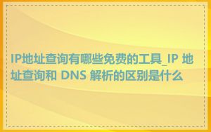 IP地址查询有哪些免费的工具_IP 地址查询和 DNS 解析的区别是什么