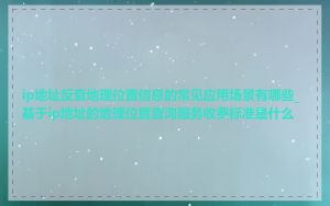 ip地址反查地理位置信息的常见应用场景有哪些_基于ip地址的地理位置查询服务收费标准是什么